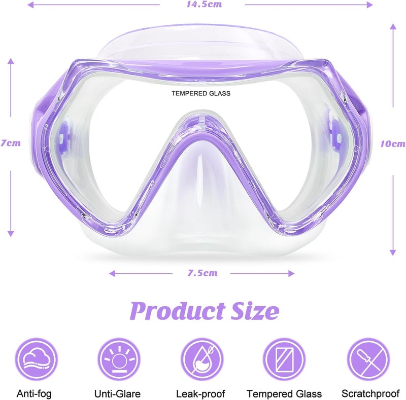 ACQCES Kids Swim Goggles Snorkel Diving Mask for Boys Girls Ages 5-15, Two-Color Anti-Fog Swimming Goggles with Nose Cover - Image 5